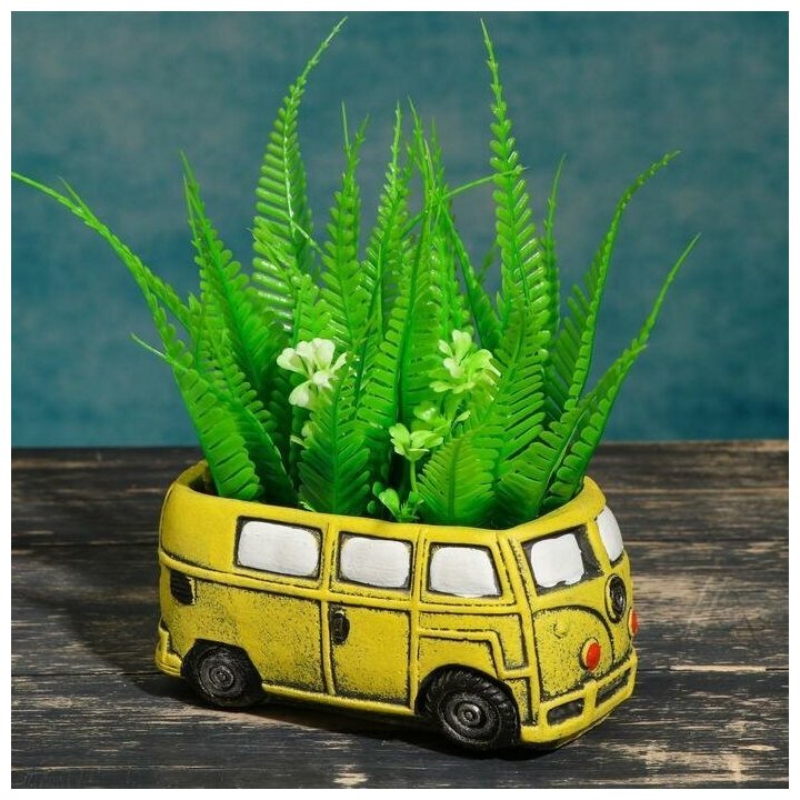 фото Горшок "Автобус" желтый, 13х7,5х6,4см