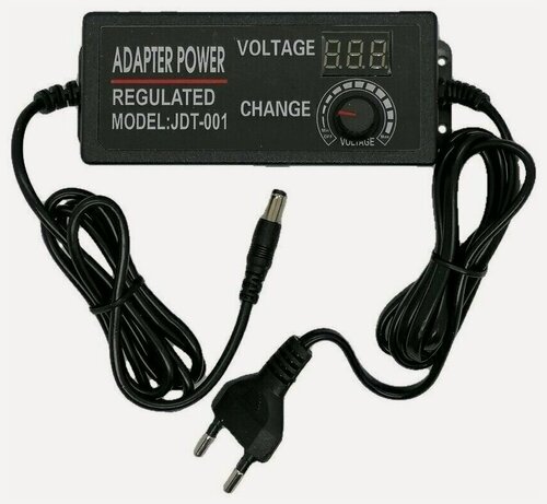 Изображение товара Блок питания универсальный (зарядное устройство) 3V-12V с регулировкой напряжения и цифровой индикацией/ разъем 5.5x2.5