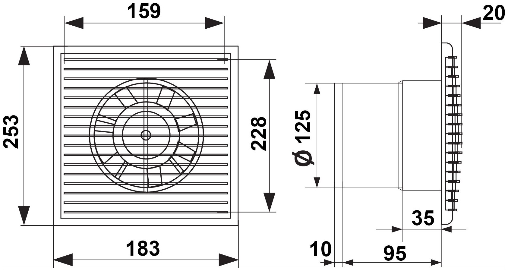 Вентилятор D125 B 5S C с обр клапаном, антимоскитной сеткой AURAMAX - фотография № 13