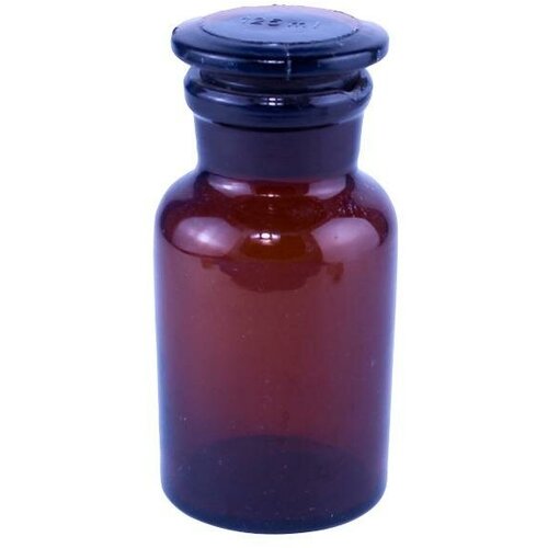 Склянка (штанглас), 125 мл, темное стекло, с притёртой пробкой, широкое горло