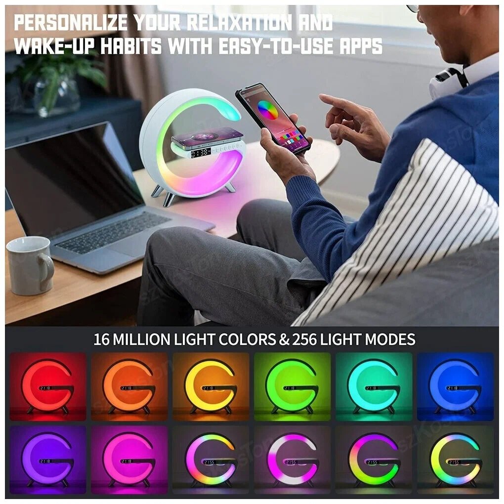 Умная колонка RGB Smart Light Sound Machine, луна, белая - фотография № 6