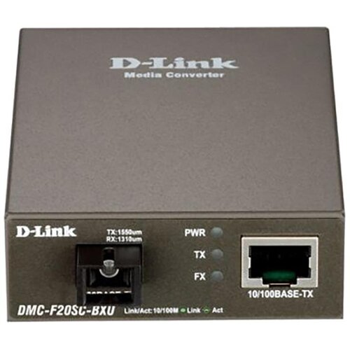 Медиаконвертер D-Link DMC-F20SC-BXU/B1A, 1x10/100-TX+1x100-FX с SC до 20 км