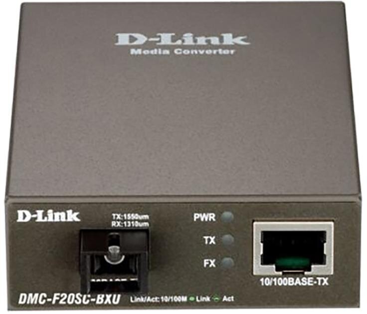 Медиконвертер D-Link DMC-F20SC-BXU/B1A WDM с 1 портом 10/100Base-TX и 1 портом 100Base-FX с разъемом SC