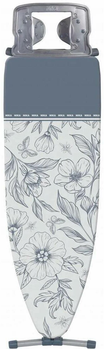 Гладильная доска Nika 10+ Серые цветы, тефлоновый чехол, 122 x 40 см - фотография № 3