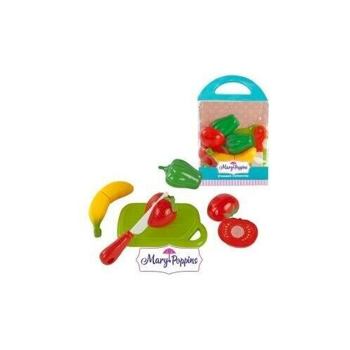 Набор посуды Mary Poppins Овощи и фрукты 453044 зеленый/красный/желтый mary poppins набор для резки учимся готовить овощи в сковороде мультиколор