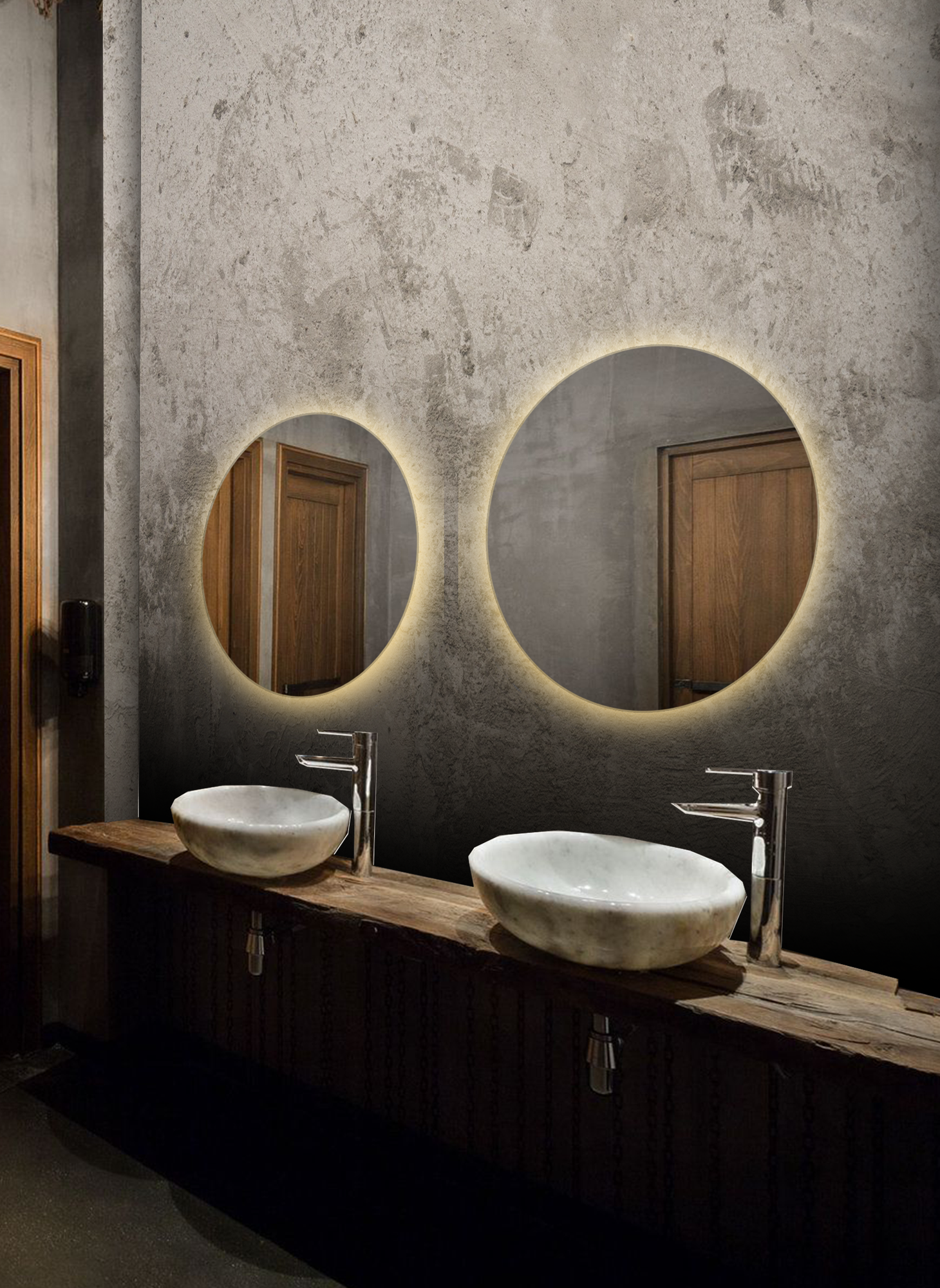 Зеркало для ванной Sun D60 круглое "парящее" с тёплой LED-подсветкой - фотография № 1