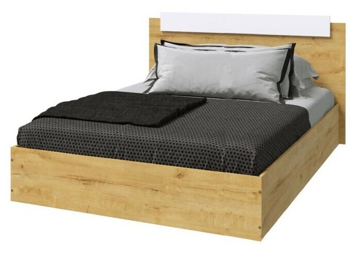 фото Кровать ЭКО 1400х2000 дуб вотан/белый гладкий 9130270