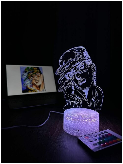 3D Светильник-ночник аниме Джо-Джо (JoJo no Kimyou na Bouken) , ночник для мальчиков и девочек
