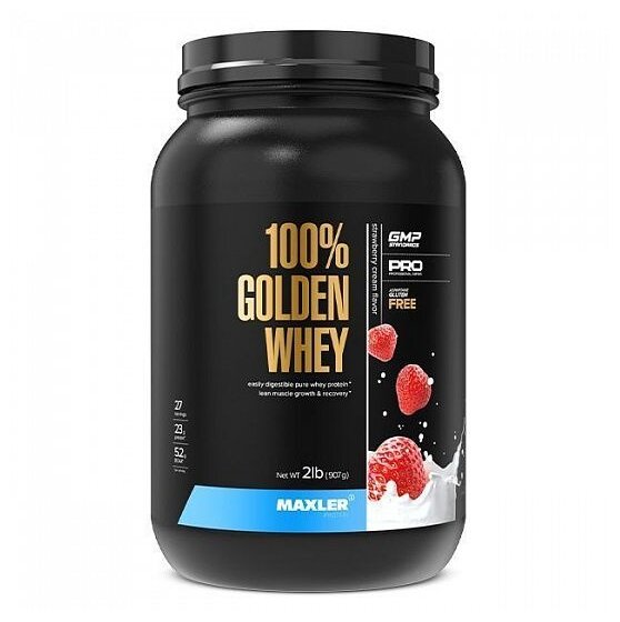 Протеин Maxler 100% Golden Whey, 908 гр., клубничное мороженое