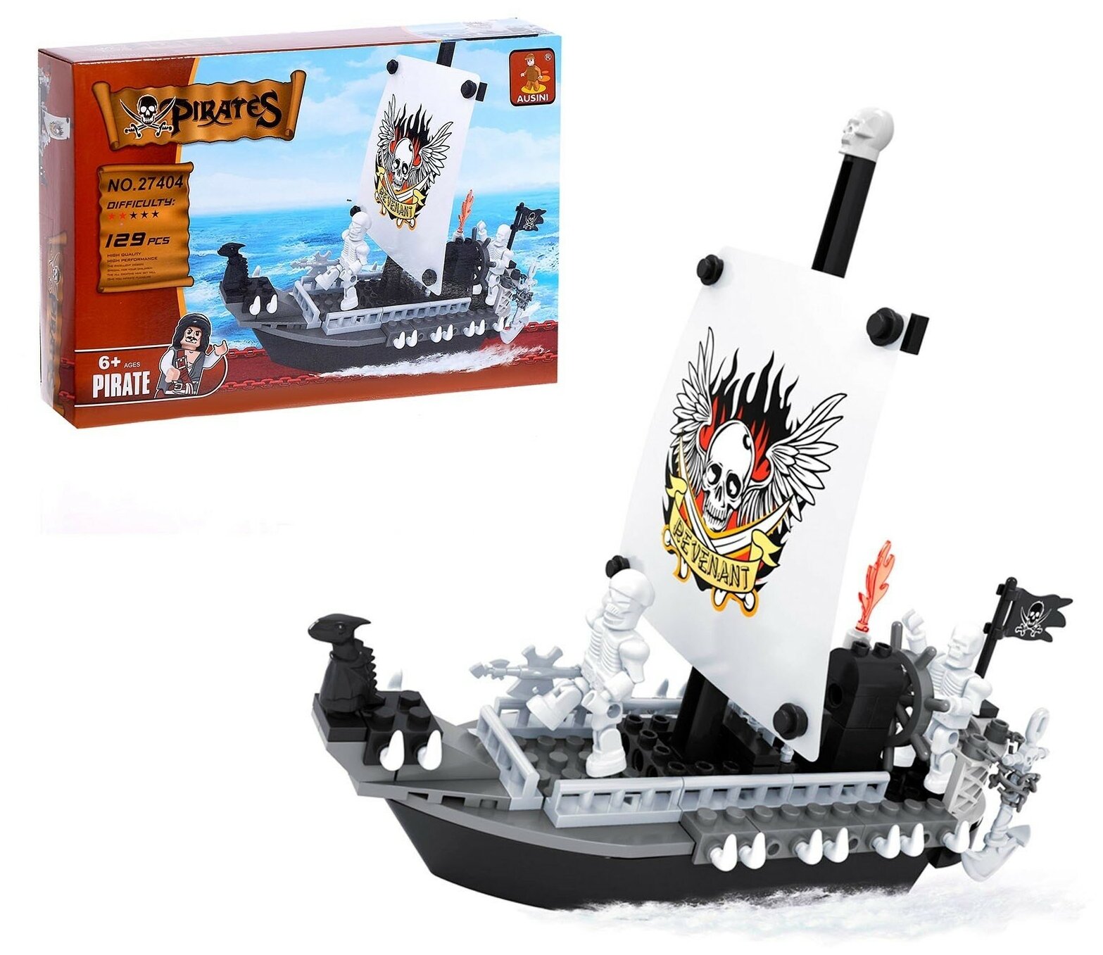 Конструктор Ausini "Пиратский катер", 129 деталей