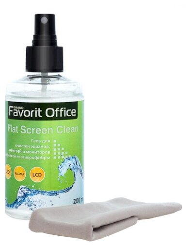 Набор Favorit Office Flat Screen Clean Set, для экранов и телевизоров, гель, 200 мл + микрофибра