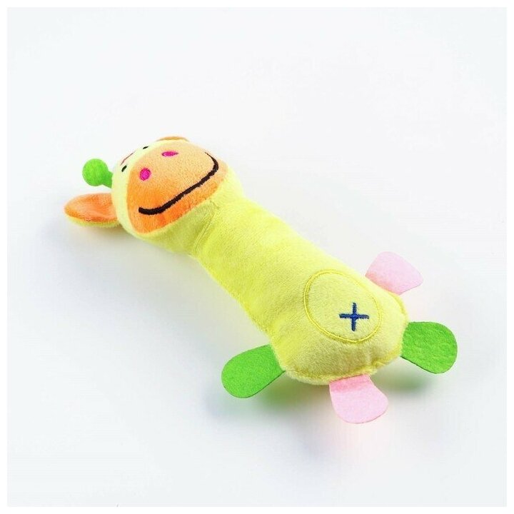 Мягкая игрушка для собак животные с длинной шеей, жёлтая, 24 см Пижон 7705006 . - фотография № 2