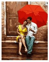 Paintboy Картина по номерам "Пара под красным зонтом на крыльце" 40х50 см (GX8528)
