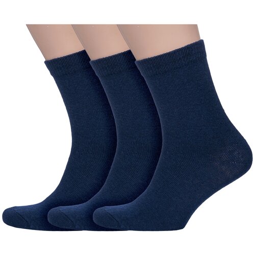 Комплект из 3 пар мужских теплых носков Hobby Line темно-синие, размер 43-46
