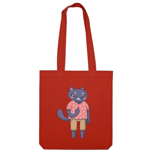 Сумка шоппер Us Basic, красный сумка модный котик серый
