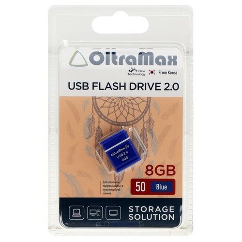 Флешка USB 2.0 OltraMax 8 ГБ 50 ( OM-8GB-50-Blue ) флешка usb 2 0 oltramax 16 гб 50 om 16gb 50 blue