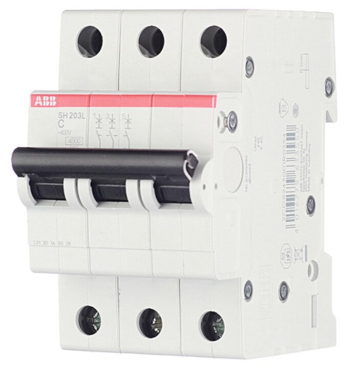 Автоматический выключатель ABB SH203L 3P 63А тип С 4,5 кА 380 В - фотография № 4