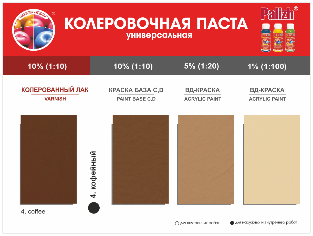 Паста универсальная колеровочная Palizh темно-коричневый 100мл - фото №8