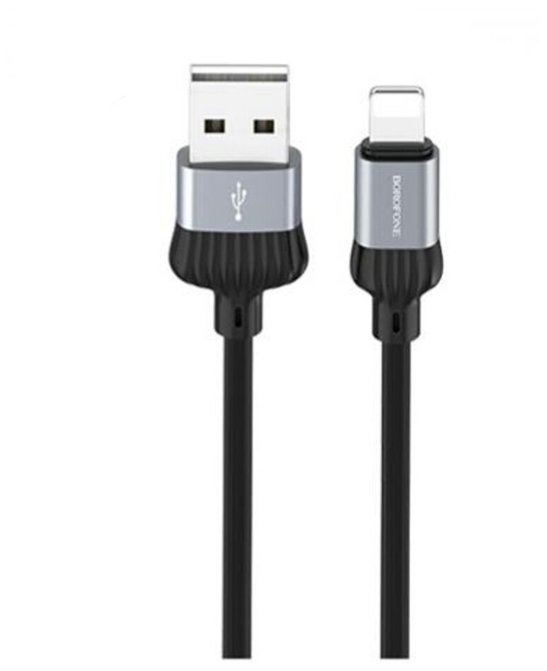 USB кабель BOROFONE BX28 Dignity Lightning 8-pin, 1м, 2.4A, PVC (серый)