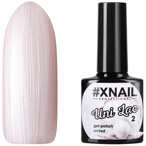 Гель-лак для ногтей Xnail, Uni Lac №2, нежно-розовый перламутровый, с эффектом жемчужной втирки 10 мл