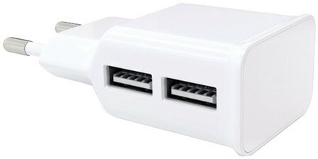 Зарядное устройство сетевое (220 В) RED LINE NT-2A, кабель microUSB 1 м, 2 порта USB, выходной ток 2,1 А, белое, УТ000012256