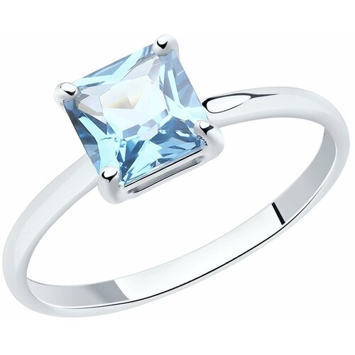 Кольцо Diamant online, белое золото, 585 проба, топаз, размер 17.5