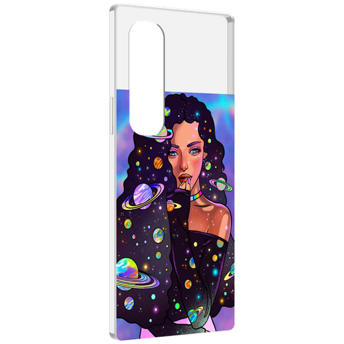 Чехол MyPads девушка-с-планетами-в-волосах женский для Samsung Galaxy Z Fold 4 (SM-F936) задняя-панель-накладка-бампер