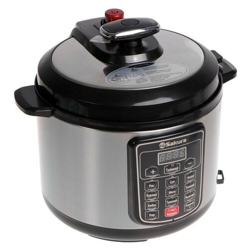 Мультиварки SAKURA Мультиварка Sakura SA-7764BS 900 Вт 5 л 10 программ покрытие нерж сталь серо-чёрная 700000₽