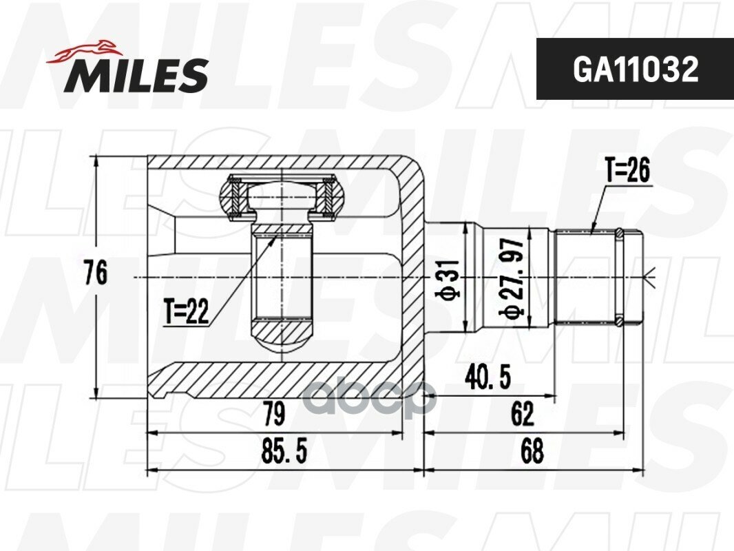 Шрус Miles Ga11032 Vw Polo Sedan Акпп Внутрен Miles арт GA11032