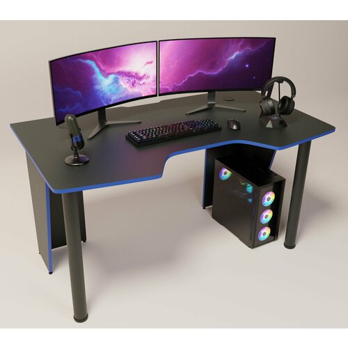 Игровой компьютерный стол FPS 140х78х73 Черно-синий
