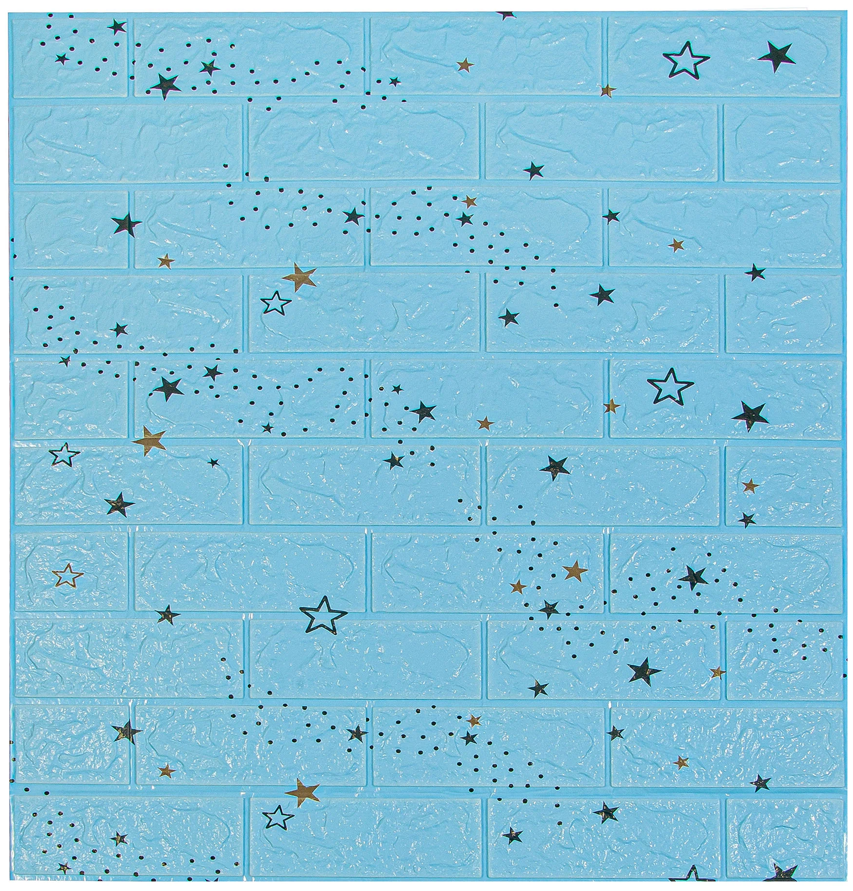 Комплект самоклеящихся 3D панелей для стен LAKO DECOR, Детская комната, Звездное небо (голубой кирпич), 70x600см - фотография № 1