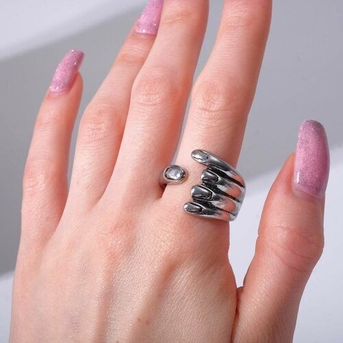 Кольцо Queen Fair, безразмерное, серебристый кольцо queen fair бижутерный сплав эмаль безразмерное розовый