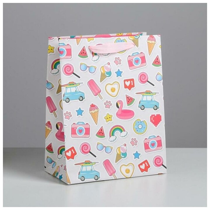 Дарите Счастье Пакет подарочный ламинированный вертикальный, упаковка, «Хорошего настроения!», MS 18 х 23 х 10 см