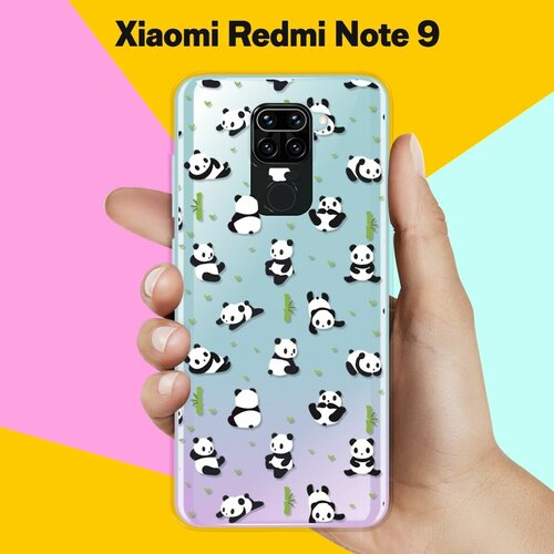 Силиконовый чехол Панды на Xiaomi Redmi Note 9 матовый чехол snowboarding для xiaomi redmi note 9 сяоми редми ноут 9 с эффектом блика черный