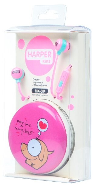 Наушники с микрофоном Harper Kids HK-39 Pink шнур 1.2м