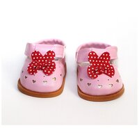 Обувь для кукол, Туфли 7 см с бантиком Микки Маус для кукол и пупсов выше 45 см, розовые