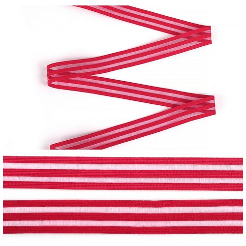 Резинка бельевая декоративная с прозрачными вставками Нейлон 020мм S817 красный уп.30м