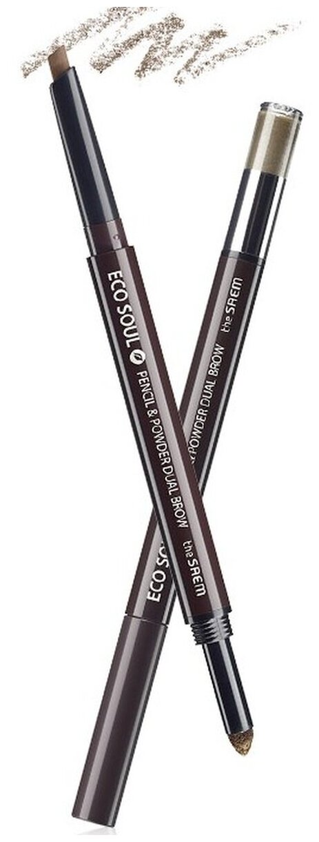 The Saem Карандаш для бровей Eco Soul Pencil & Powder Dual Brow, оттенок 01 Natural Brown