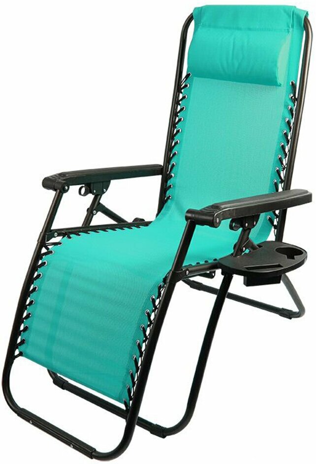 Кресло-шезлонг складное Ecos Люкс, с подстаканником, 180 x 66 x 110 см, мятное