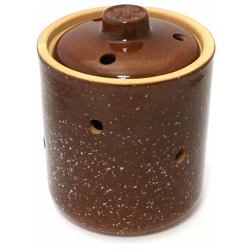 Банка для овощей малая с крышкой h15см, d13,5см, 1,3л цвет мрамор коричневый