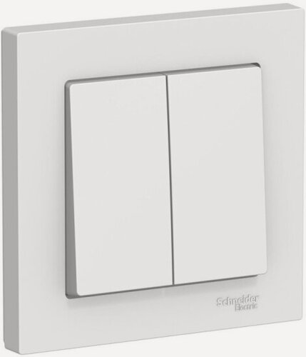 Изображение товара Выключатель 2-клавишный Systeme Electric (schneider Electric) SCHNEIDER ELECTRIC ATLASDESIGN, сх.5, 10АХ, в сборе, белый, ATN000152