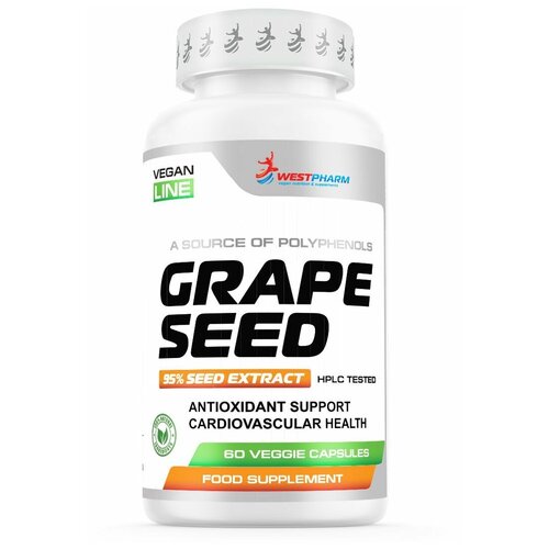 WestPharm / Vegan line / Grape Seed / Экстракт виноградных косточек/ 400 мг, 60 капсул