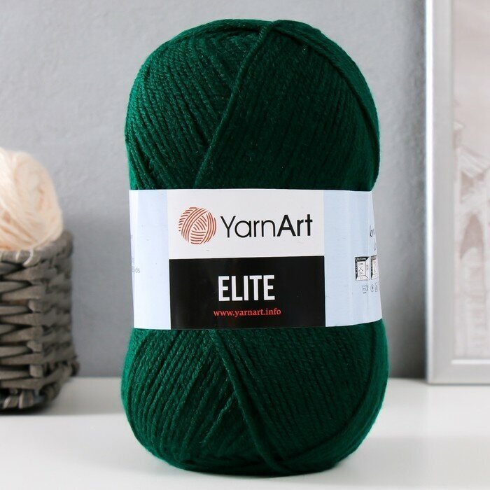 Пряжа для вязания YarnArt Elite 100% акрил 300м/100г, 590 темно-зелёный