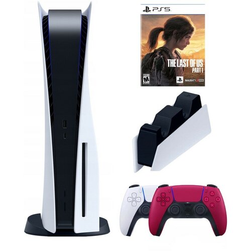 Игровая приставка Sony PlayStation 5 (3-ревизия)+2-й геймпад(красный)+зарядное+The Last of Us Part I, 825 ГБ