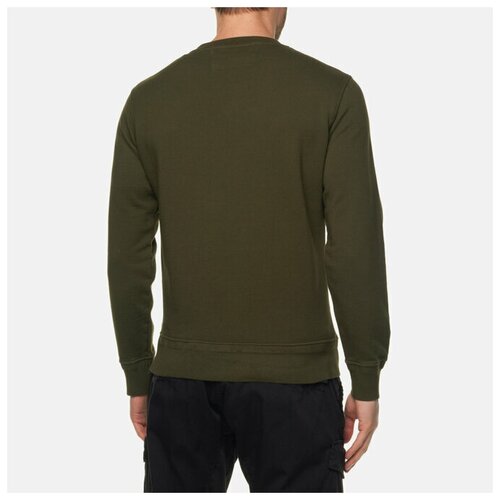фото Мужская толстовка c.p. company cotton fleece logo garment dyed оливковый, размер m