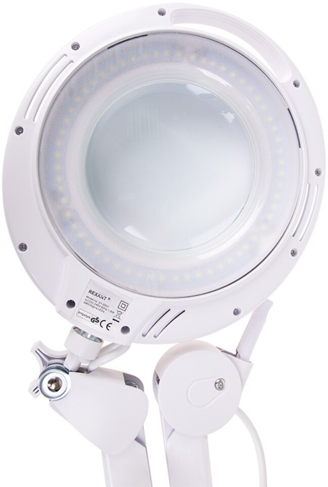 Лупа, Rexant на струбцине круглая 3X с подстветкой и сенсорным регулятором 60 LED белая - фото №7