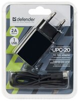 Сетевая зарядка Defender UPC-20 черный