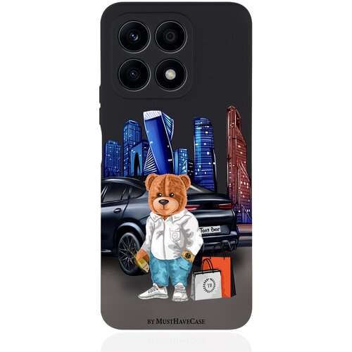 Черный силиконовый чехол MustHaveCase для Honor X8a Tony Moscow city/ Тони Москва Сити