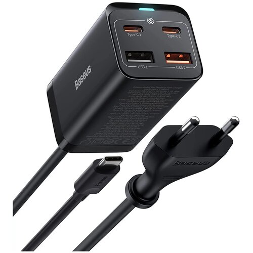 Сетевое зарядное устройство Baseus GaN3 Pro Desktop Fast Charger 2U+2C, 100 Вт, черный зарядный комплект baseus gan3 pro desktop fast charger 2c 2usb 65 вт eu черный