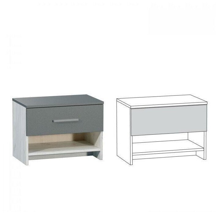 фото Тумба Mobi Юнона Дуб Белый CRAFT/Серый Шифер